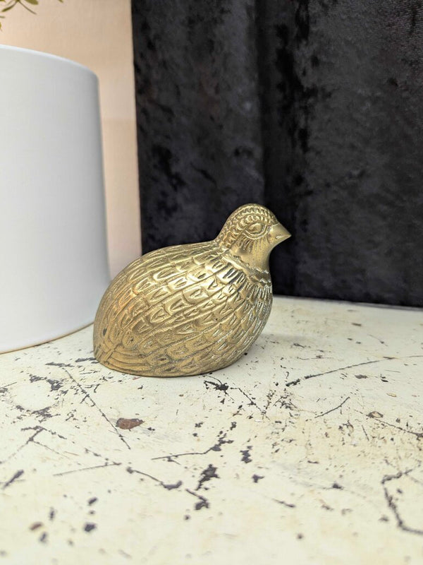 Vintage solid brass quail 2-1/2"H