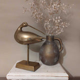 Vintage brass curlew/shorebird on stand 10"H