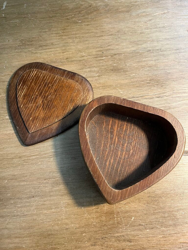 Carved wood heart dish