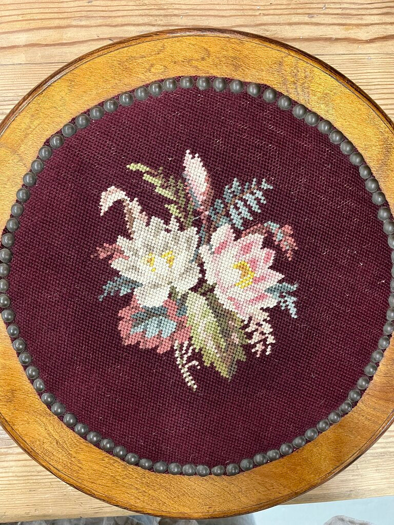 Antique embroidered stool