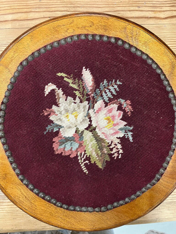 Antique embroidered stool