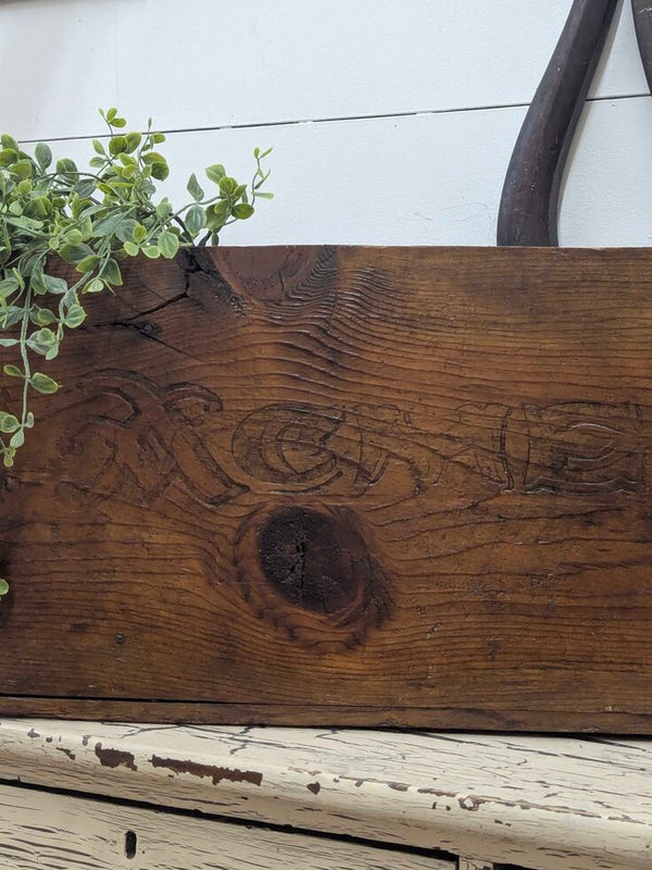 Vintage wood crate with handles, solid and sturdy!