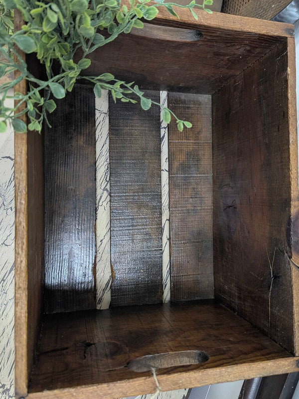 Vintage wood crate with handles, solid and sturdy!