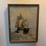 Dutch Fishing Boats Framed Watercolor