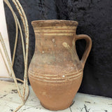 French redware pottery with handle 9"H