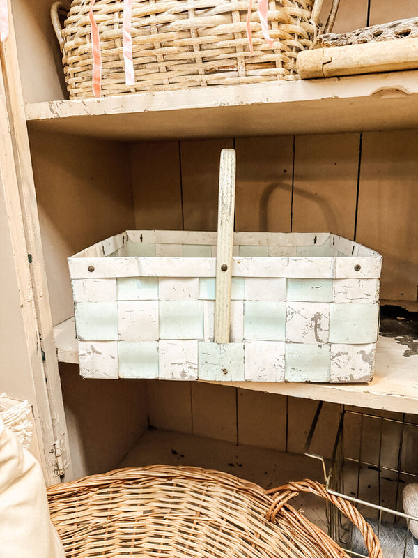 Vintage metal woven basket