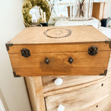 Wooden box with horse carving