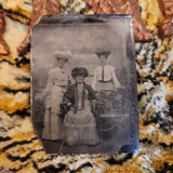 Antique Tin Photo 3 ladies