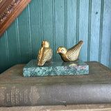 Pair of Brass Birds on Green Marble Slab