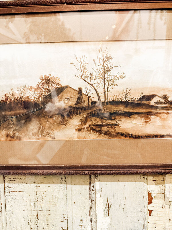 Original minimalistic watercolor landscape