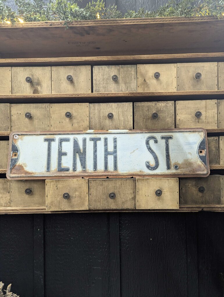 Vintage Tenth Street sign 6" x 24"