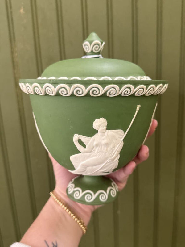 Green Trinket Bowl w/Lid