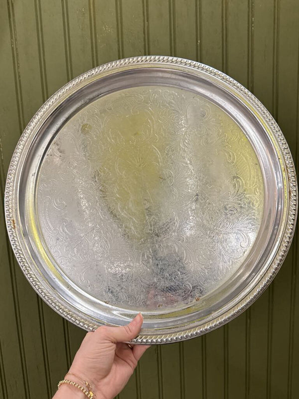 Floral Silver Tray
