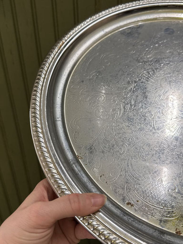 Floral Silver Tray