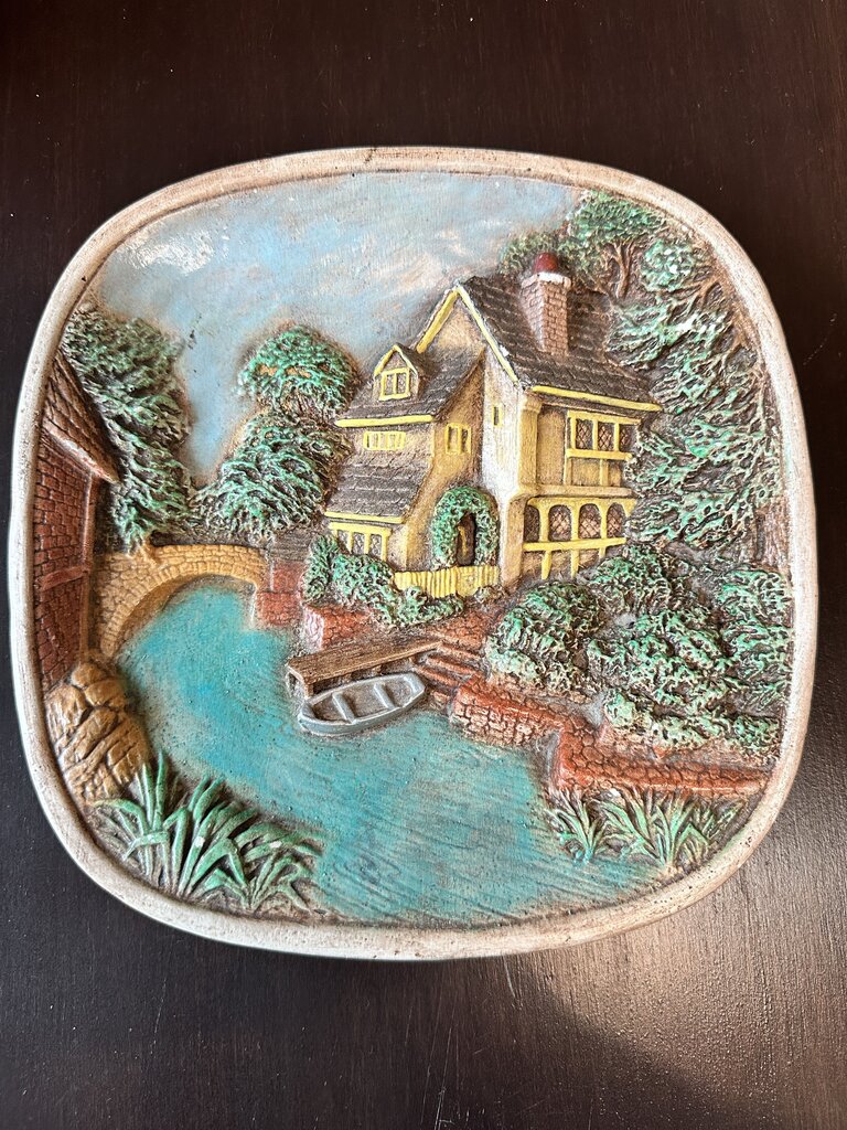 Hand Painted English Chalkware Plaque