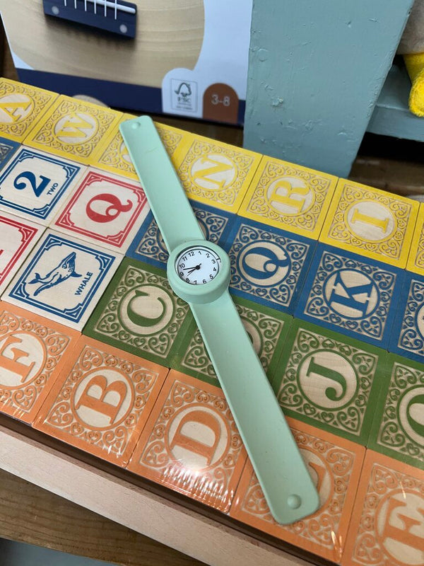 green slap bracelet watch