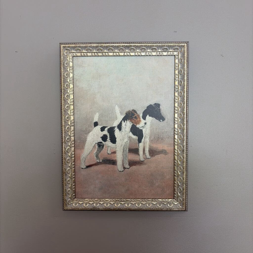 12x16 Two Fox Terriers Framed Antique Art