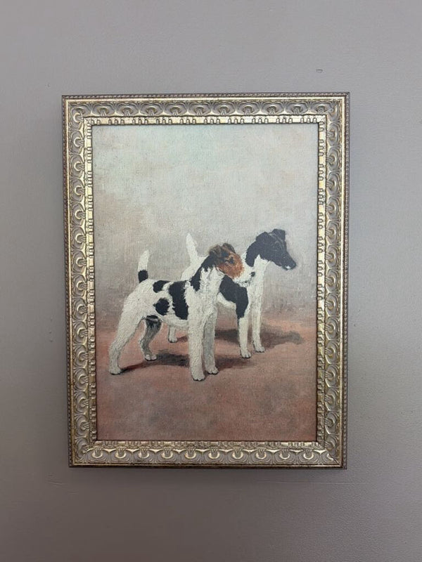 12x16 Two Fox Terriers Framed Antique Art