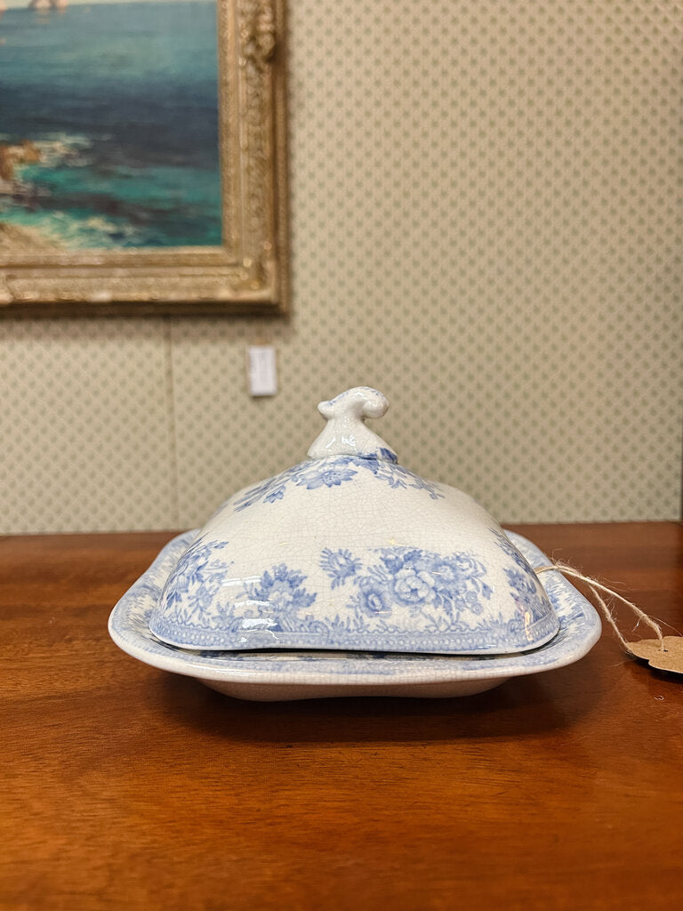 19th Century English Pottery - Asiatic Pheasants - Sm Square Covered Dish