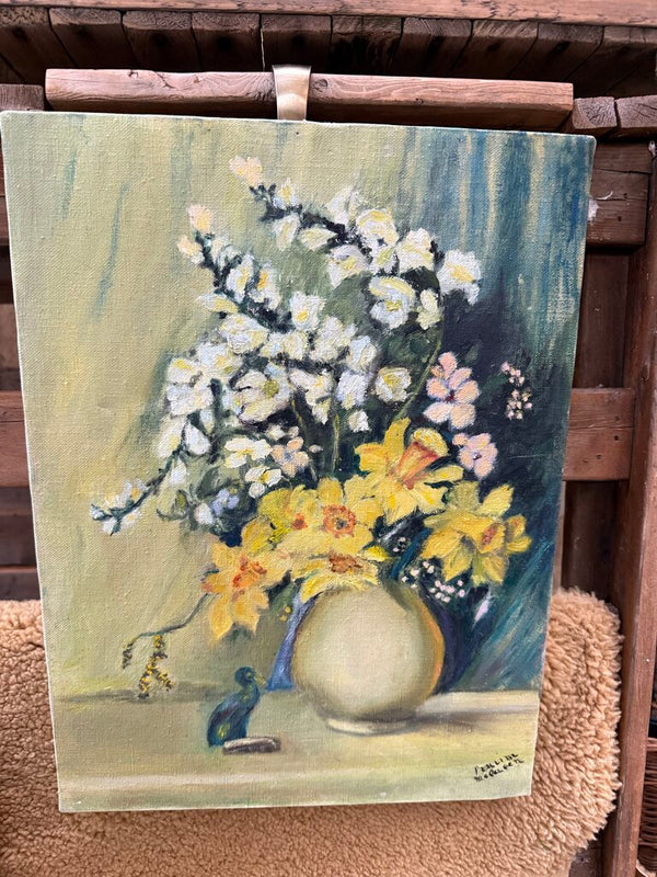 Floral painting with yellow daffodils