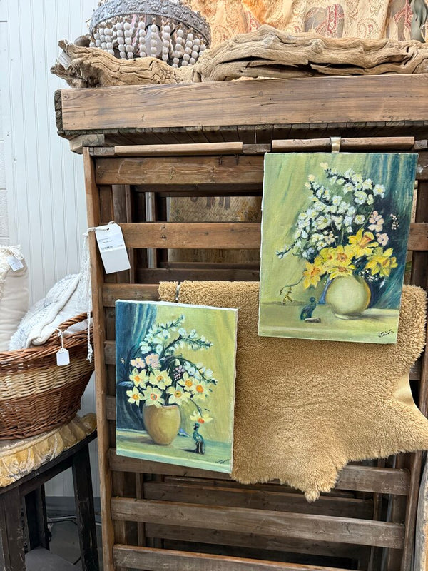 Floral painting with yellow daffodils