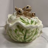 white cabbage bowl with bunny lid