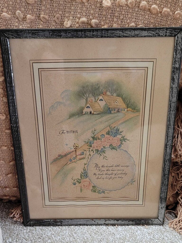 Vtg Mother framed print