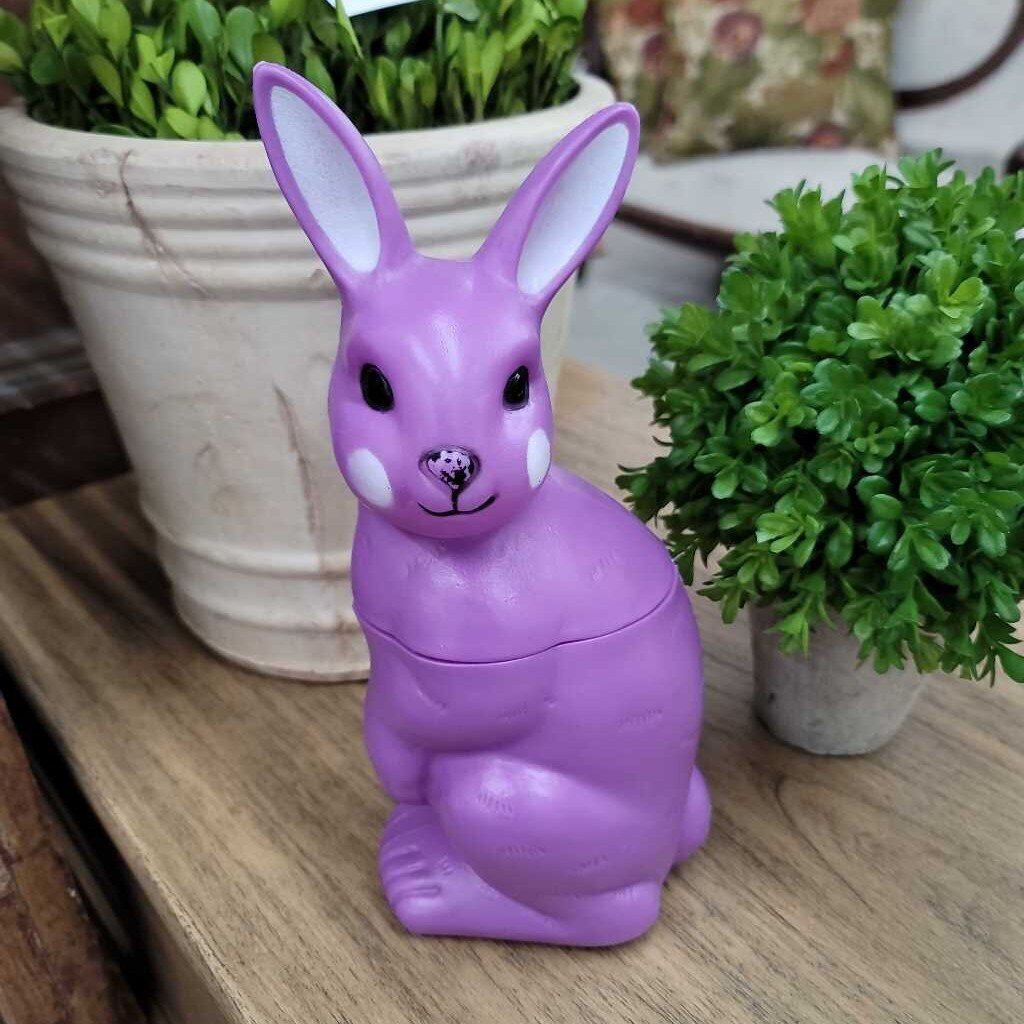 Vtg purple bunny blow mold candy holder