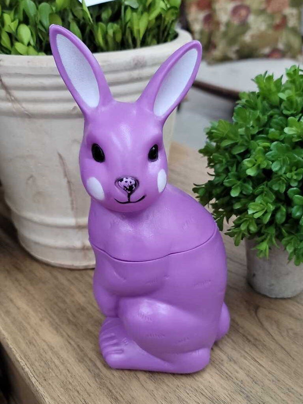 Vtg purple bunny blow mold candy holder