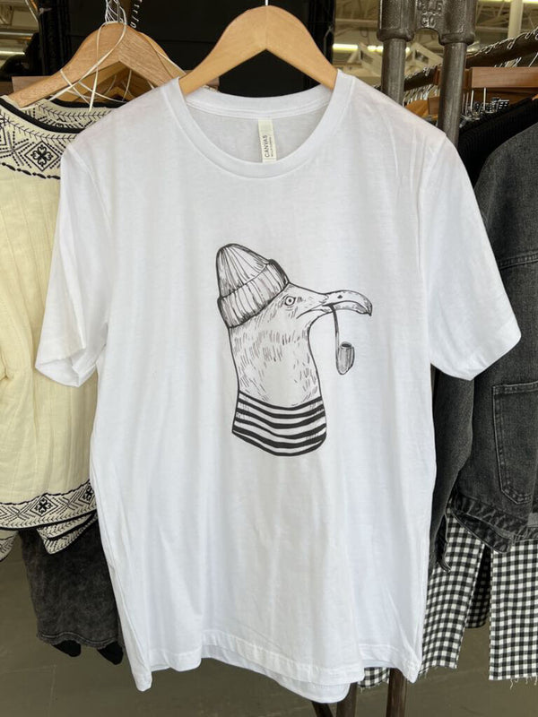 nautical sailor sea gull with pipe graphic tee