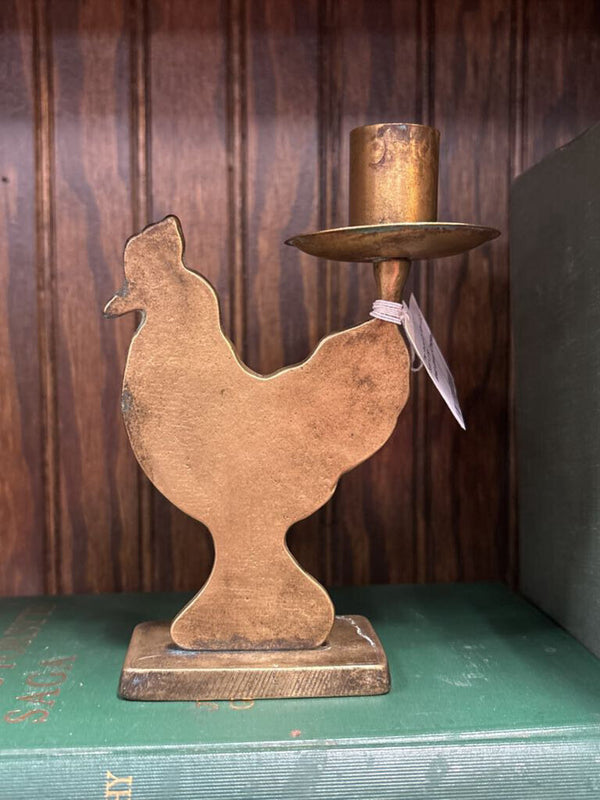 #140 Brass Chicken Candleholder