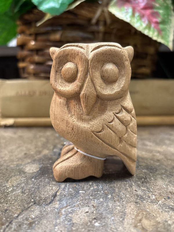 #142 Hand Carved Wood Owl