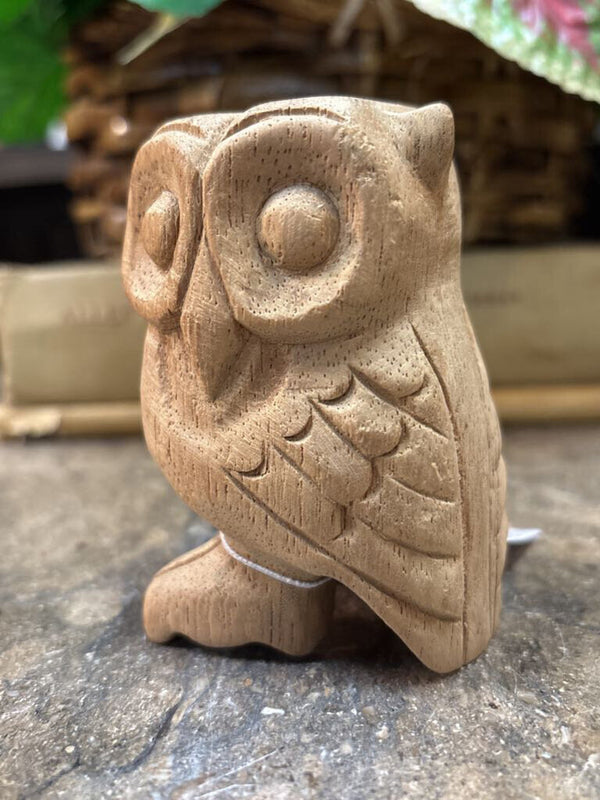 #142 Hand Carved Wood Owl