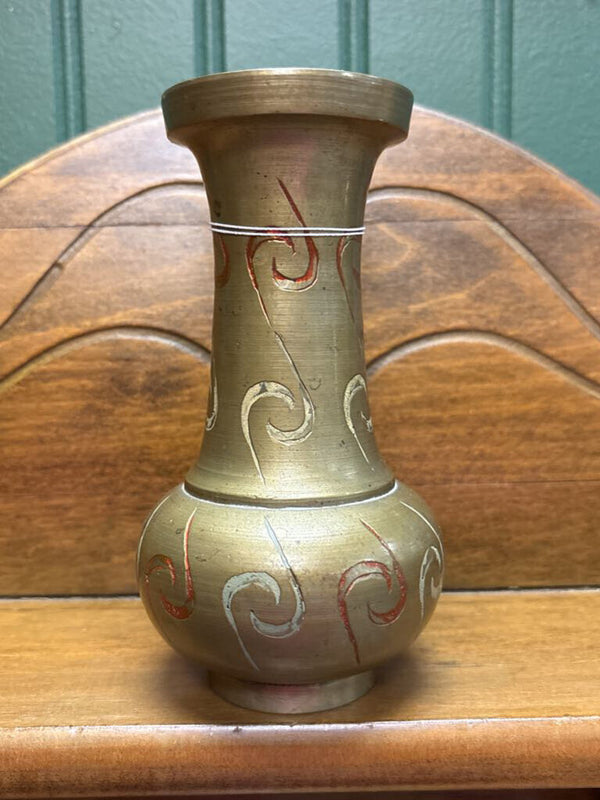 #143 Colorful Swirl Brass Vase