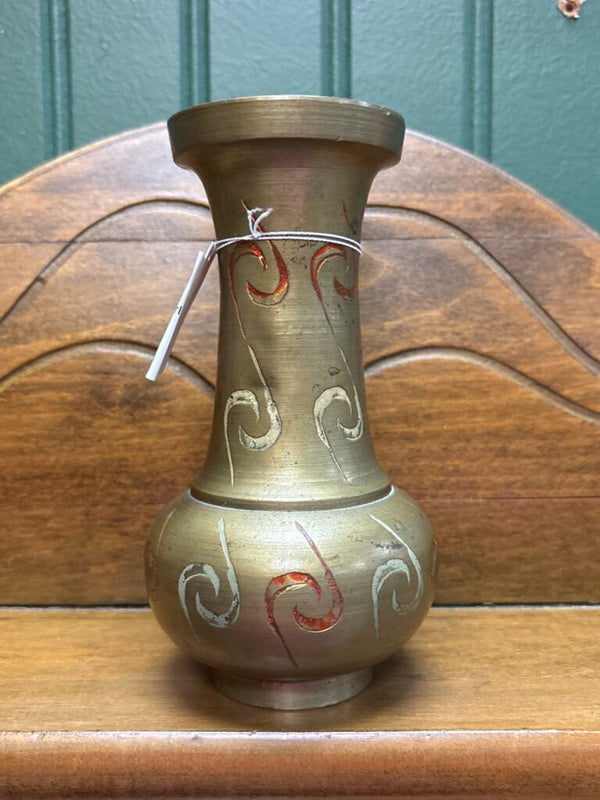 #143 Colorful Swirl Brass Vase