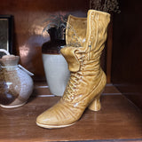 #146 Yellow Glazed Ceramic Victorian Boot