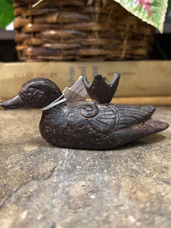 #174 Cast Iron Duck Candleholder