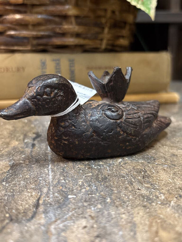 #174 Cast Iron Duck Candleholder