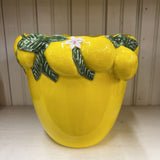 7" yellow planter with lemon rim