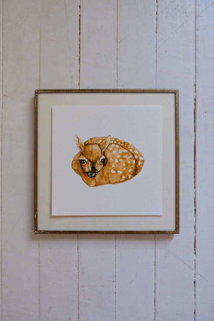 Curled Up Fawn Art Print (6x6)