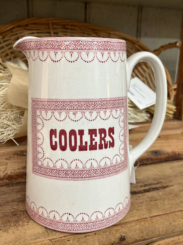 Red Transferware Ironstone Pitcher