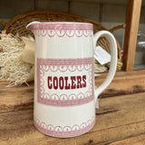 Red Transferware Ironstone Pitcher