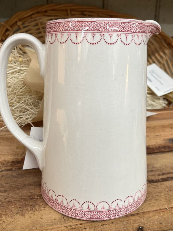 Red Transferware Ironstone Pitcher