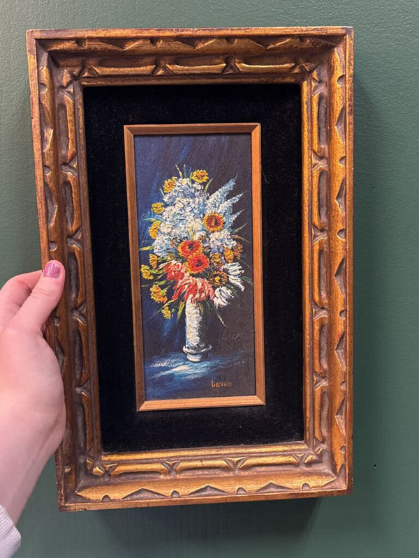 #246 Vintage Floral Oil Painting - Made in Japan