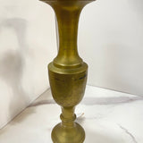 Tall etched brass vase