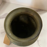 Etched brass vase/pot with lion head handles