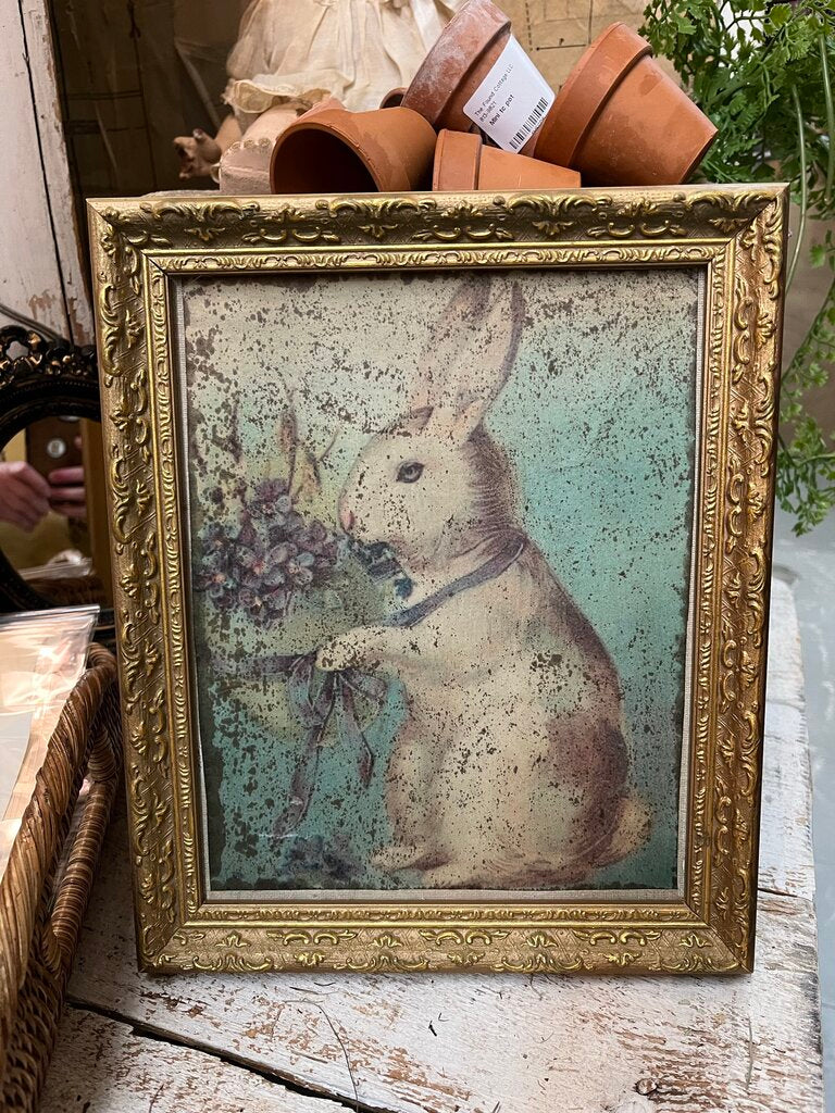 Framed painted rabbit