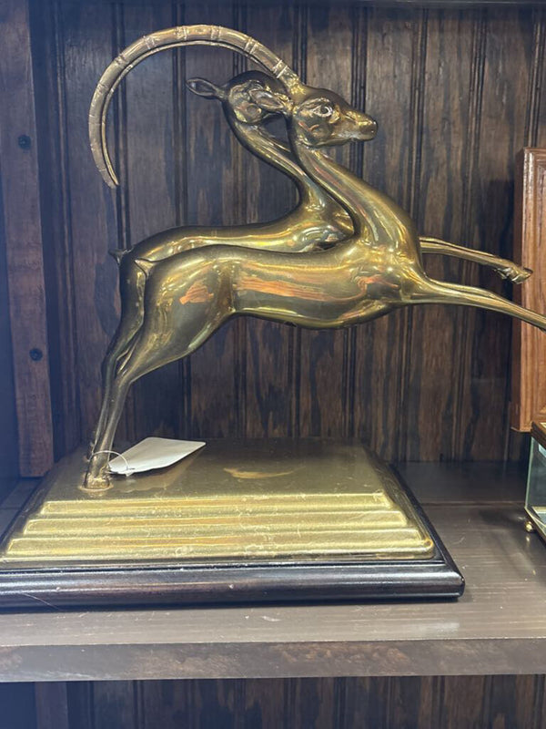 #277 Brass Leaping Gazelles Statue
