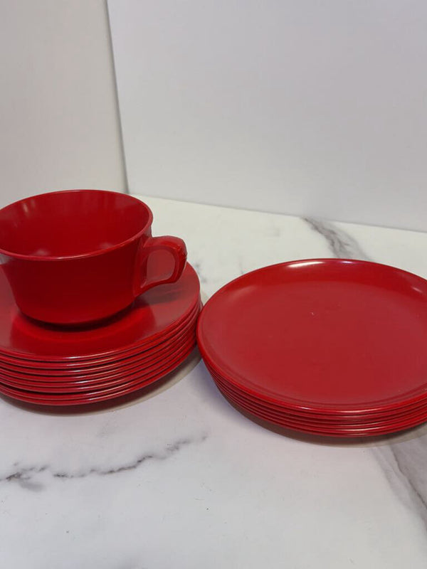 Red Melamine Dish Set