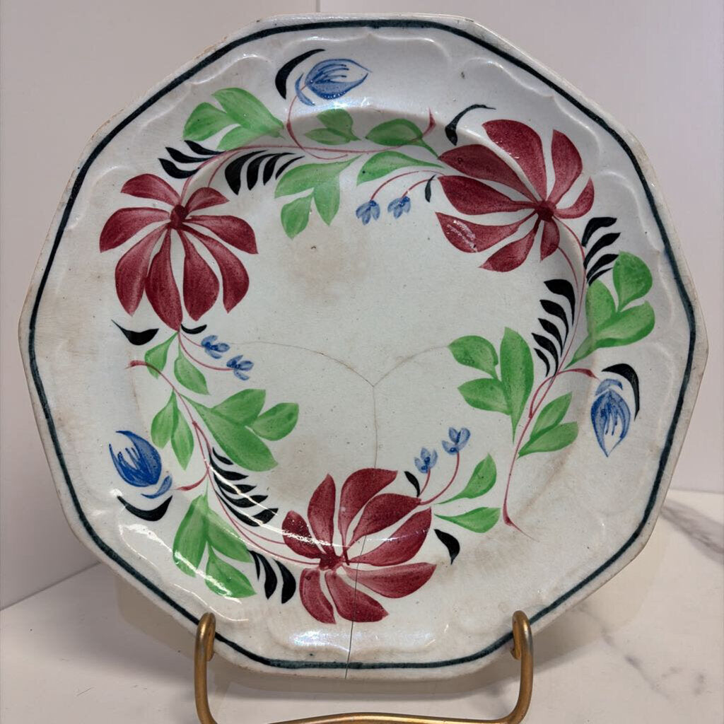 English floral plate with small crack as is